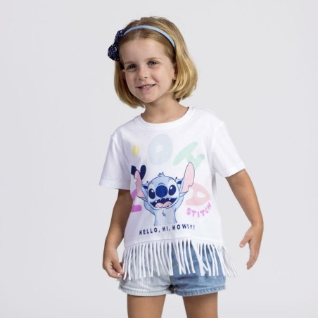 Maglia a Maniche Corte per Bambini Stitch Bianco