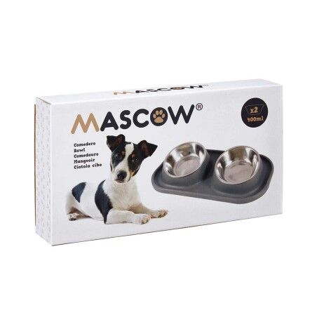 Ciotola per cani Mascow 317 Azzurro Metallo 40 x 8,5 x 22 cm Doppia