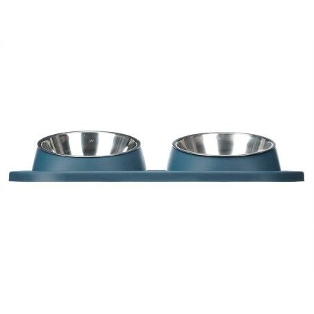 Ciotola per cani Mascow 317 Azzurro Metallo 40 x 8,5 x 22 cm Doppia