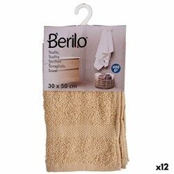 Telo da bagno Berilo 89656 Crema 80 % cotone 20 % Poliestere 30 x 50 cm (12 Unità)