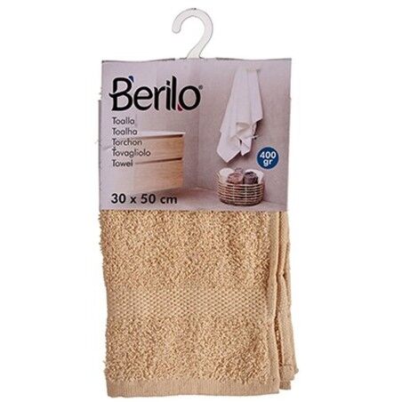 Telo da bagno Berilo 89656 Crema 80 % cotone 20 % Poliestere 30 x 50 cm (12 Unità)