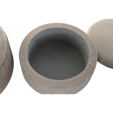 Poggiapiedi DKD Home Decor 70 x 70 x 32 cm 70 x 70 x 28 cm Velluto Grigio chiaro Legno MDF