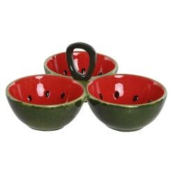 Ciotola per Aperitivi Home ESPRIT Rosso Verde Gres Anguria 23 x 22 x 10,5 cm