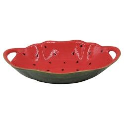 Ciotola per Aperitivi Home ESPRIT Rosso Verde Gres Anguria 30 x 19,5 x 7,5 cm