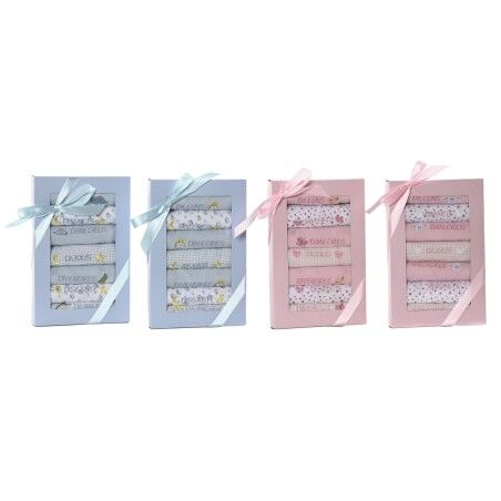 Set di Bavaglini Home ESPRIT Rosa Blu cielo Cotone 19 x 29 x 3 cm (4 Unità)