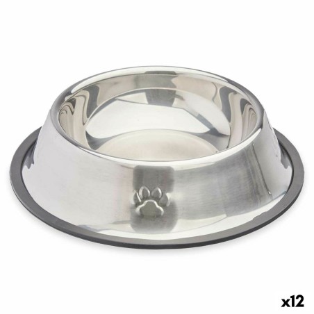 Ciotola per cani Mascow 310 Grigio Argentato Gomma Metallo 22 x 6 x 22 cm (12 Unità)