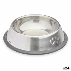 Ciotola per cani Mascow 312 Grigio Argentato Gomma Metallo 15 x 4 x 15 cm (24 Unità)