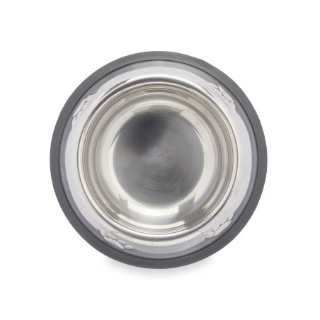Ciotola per cani Mascow 312 Grigio Argentato Gomma Metallo 15 x 4 x 15 cm (24 Unità)