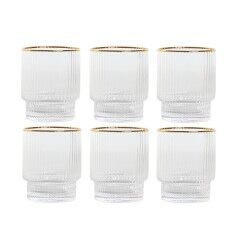 Set di Bicchieri Home ESPRIT Trasparente Dorato Cristallo 320 ml (6 Unità)