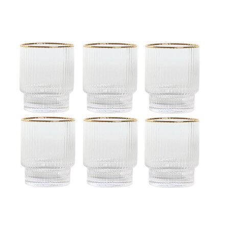 Set di Bicchieri Home ESPRIT Trasparente Dorato Cristallo 320 ml (6 Unità)