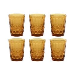 Set di Bicchieri Home ESPRIT Ambra Cristallo Con rilievo 240 ml (6 Unità)