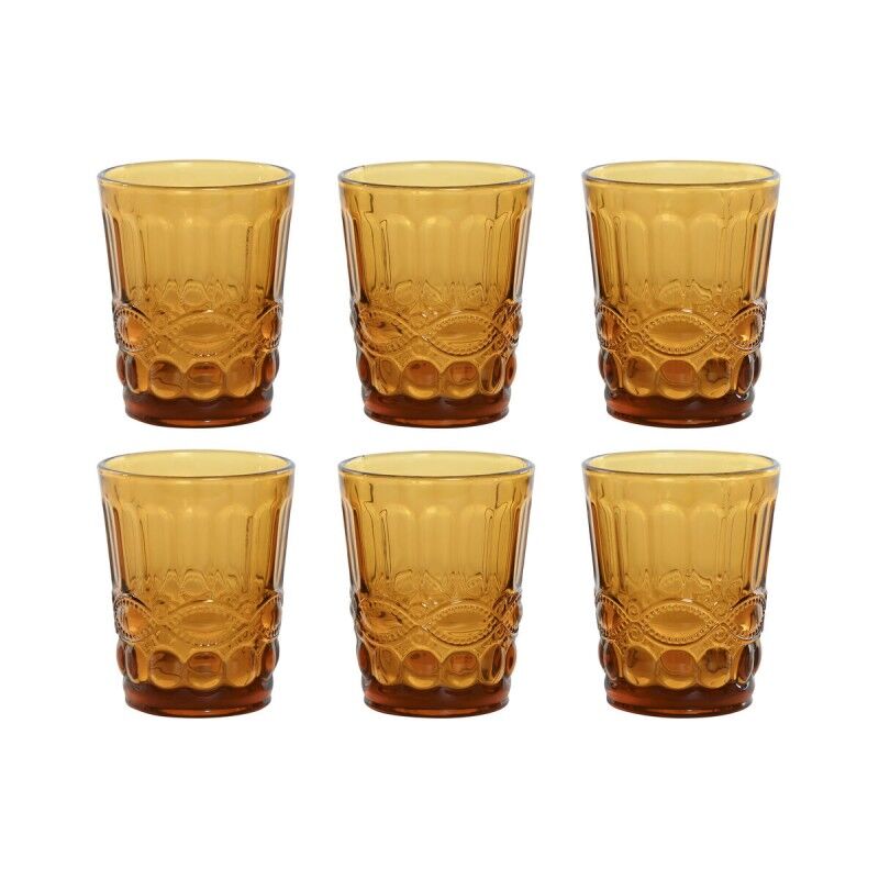 Set di Bicchieri Home ESPRIT Ambra Cristallo Con rilievo 240 ml (6 Unità) Set di Bicchieri Home ESPRIT Ambra Cristallo Con rilievo 240 ml (6 Unità)