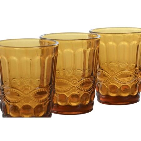 Set di Bicchieri Home ESPRIT Ambra Cristallo Con rilievo 240 ml (6 Unità)