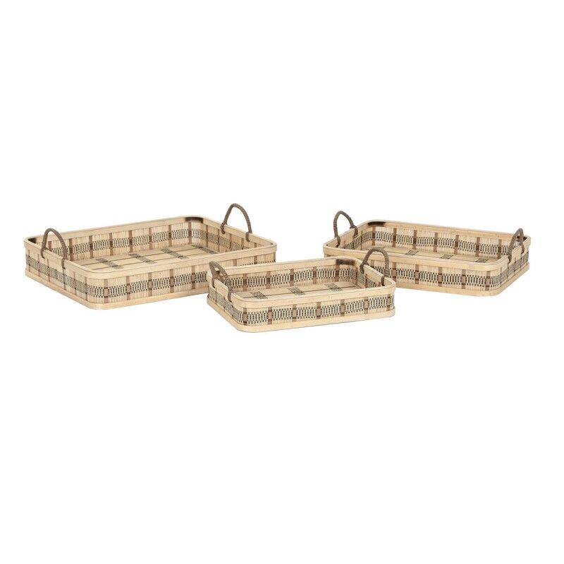 Set di Vassoi DKD Home Decor Marrone Chiaro Bambù 54 x 43 x 9 cm (3 Unità) (2 Unità) Set di Vassoi DKD Home Decor Marrone Chiaro Bambù 54 x 43 x 9 cm (3 Unità) (2 Unità)