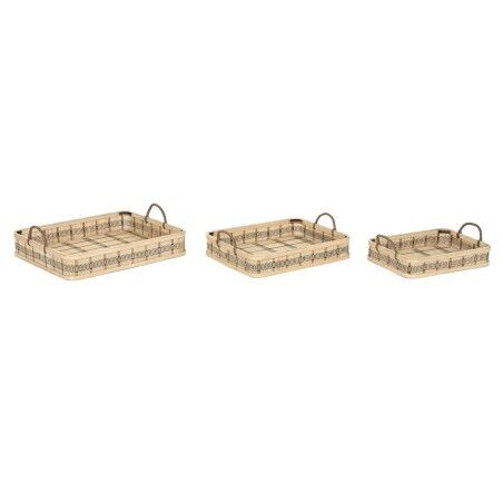 Set di Vassoi DKD Home Decor Marrone Chiaro Bambù 54 x 43 x 9 cm (3 Unità) (2 Unità)