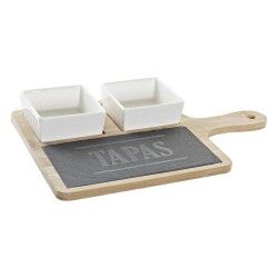 Set da Aperitivo DKD Home Decor Tapas Bambù Gres Lavagna 3 Pezzi 31 x 20 x 5 cm