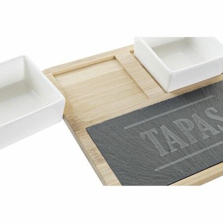 Set da Aperitivo DKD Home Decor Tapas Bambù Gres Lavagna 3 Pezzi 31 x 20 x 5 cm
