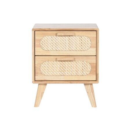 Comodino Home ESPRIT Legno Metallo Rattan 40 x 30 x 48 cm