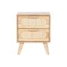Comodino Home ESPRIT Legno Metallo Rattan 40 x 30 x 48 cm