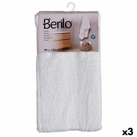 Telo da bagno Berilo 89679 Bianco 80 % cotone 20 % Poliestere 90 x 150 cm 90 x 0,5 x 150 cm (3 Unità)