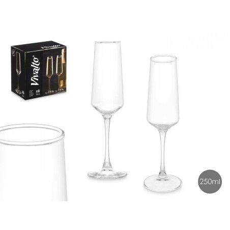 Calice da champagne Vivalto REJ6323/BHZ6 Trasparente Vetro 250 ml (6 Unità)