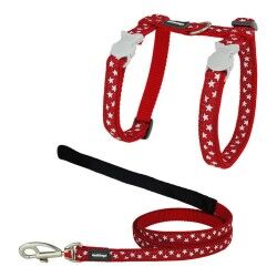 Pettorina per gatti Red Dingo Style Rosso Stella Bianco Cinghia
