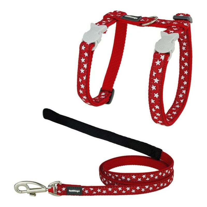 Pettorina per gatti Red Dingo Style Rosso Stella Bianco Cinghia Pettorina per gatti Red Dingo Style Rosso Stella Bianco Cinghia