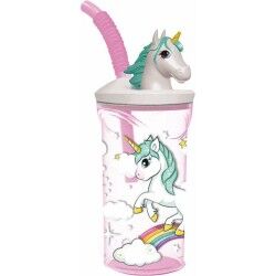 Bicchiere con Cannuccia Stor Unicorn Rainbow Rosa (360 ml)