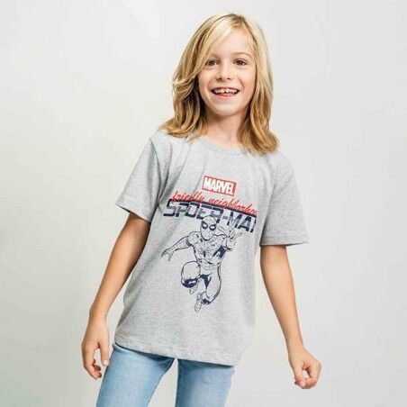Maglia a Maniche Corte per Bambini Spider-Man Grigio 12 Anni