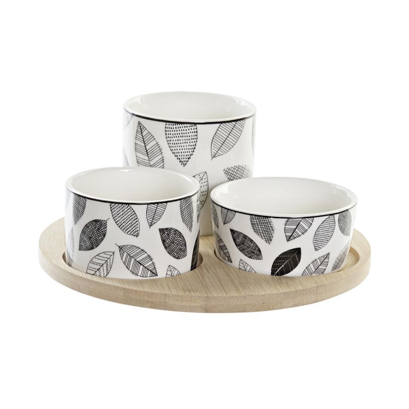 Set da Aperitivo DKD Home Decor Bianco/Nero Bambù Gres Fogli Cottage 3 Pezzi 8 cm 20 x 20 x 8 cm Set da Aperitivo DKD Home Decor Bianco/Nero Bambù Gres Fogli Cottage 3 Pezzi 8 cm 20 x 20 x 8 cm
