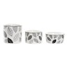 Set da Aperitivo DKD Home Decor Bianco/Nero Bambù Gres Fogli Cottage 3 Pezzi 8 cm 20 x 20 x 8 cm