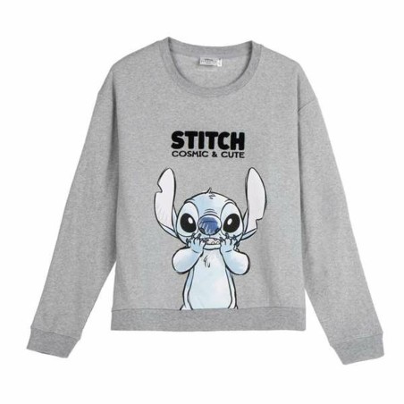 Felpa senza Cappuccio Unisex Stitch Grigio