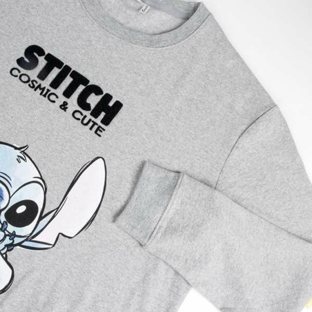 Felpa senza Cappuccio Unisex Stitch Grigio