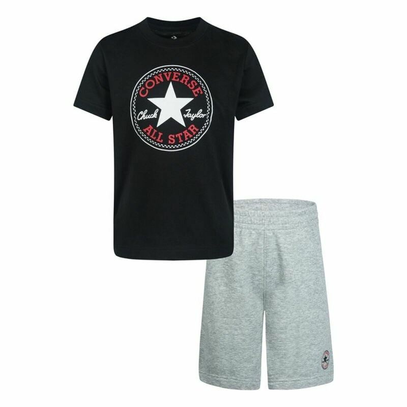 Completo Sportivo per Bambini Converse Core Tee Nero/Grigio Completo Sportivo per Bambini Converse Core Tee Nero/Grigio