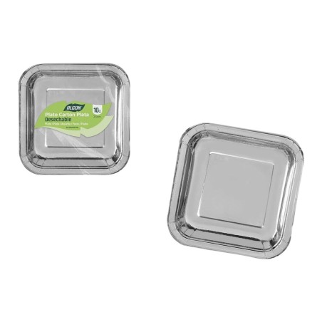 Set di piatti Algon Argentato 23 cm 10 Pezzi (18 Unità)