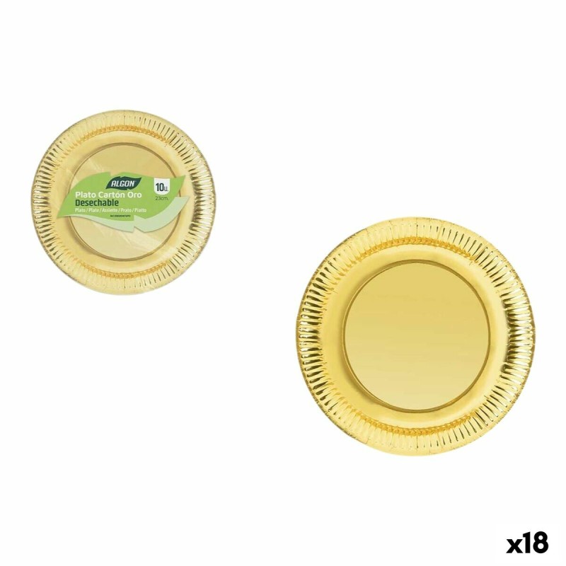 Set di piatti Algon Dorato 23 cm 10 Pezzi (18 Unità) Set di piatti Algon Dorato 23 cm 10 Pezzi (18 Unità)