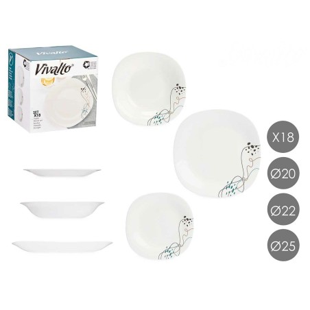 Set di Stoviglie Vivalto LFP-110/85/LFTP-90 1 Bianco Vetro opalino (2 Unità)