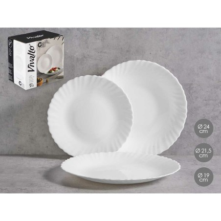 Set di Stoviglie Vivalto F-LXP95-75-F-LSP85 Bianco Vetro opalino (2 Unità)