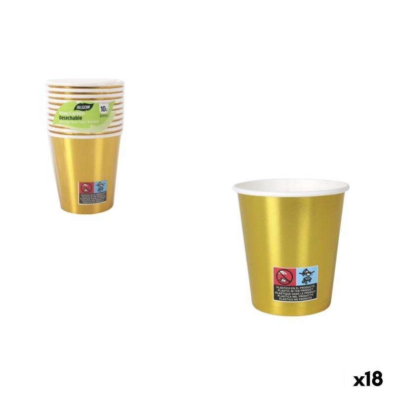 Set di Bicchieri Algon Dorato 200 ml 10 Pezzi (18 Unità) Set di Bicchieri Algon Dorato 200 ml 10 Pezzi (18 Unità)