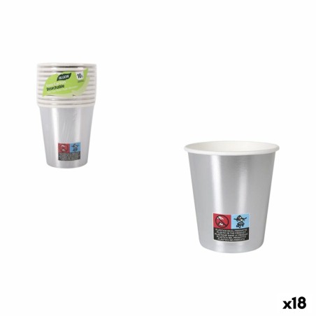 Set di Bicchieri Algon Argentato 200 ml 10 Pezzi (18 Unità)