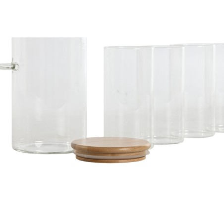 Set di Bicchieri Home ESPRIT Trasparente Bambù Vetro Borosilicato 210 ml