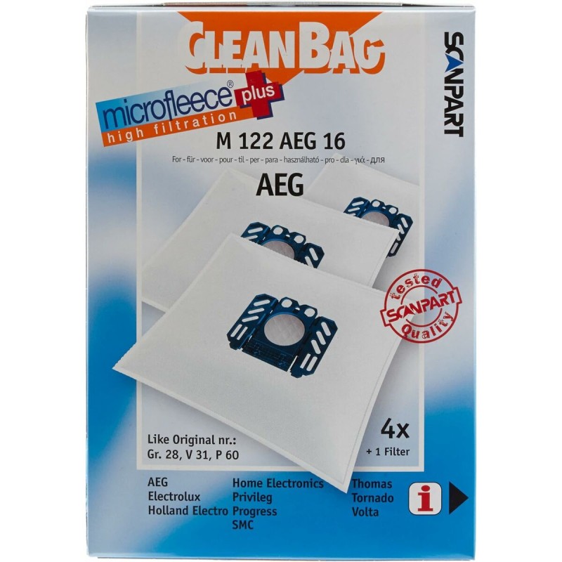 Sacchetto di Ricambio per Aspirapolvere Scanpart M 122 AEG 16 AEG ELECTROLUX Sacchetto di Ricambio per Aspirapolvere Scanpart M 122 AEG 16 AEG ELECTROLUX