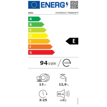 Lavastoviglie BEKO DVN05320W Bianco 60 cm