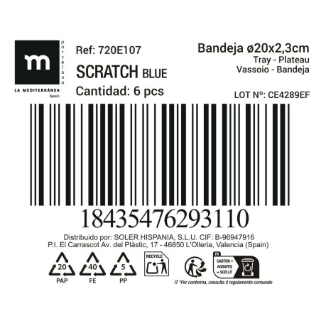 Teglia da Cucina La Mediterránea Scratch blue (18 Unità)