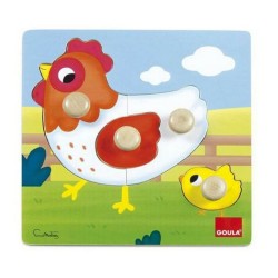 Puzzle per Bambini Goula Hen Diset Gallina Legno (4 pcs)