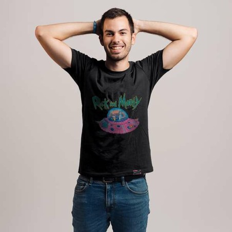 Maglia a Maniche Corte Uomo Rick and Morty Nero