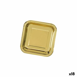 Set di piatti Algon Dorato 26 cm 3 Pezzi (18 Unità)