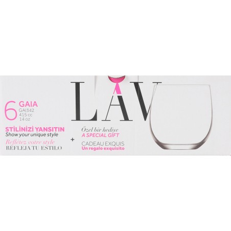 Set di Bicchieri LAV Gaia 415 ml 6 Pezzi (8 Unità)