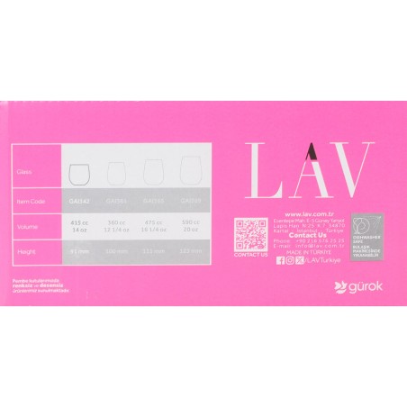 Set di Bicchieri LAV Gaia 415 ml 6 Pezzi (8 Unità)