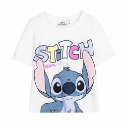 Maglia a Maniche Corte per Bambini Stitch Bianco